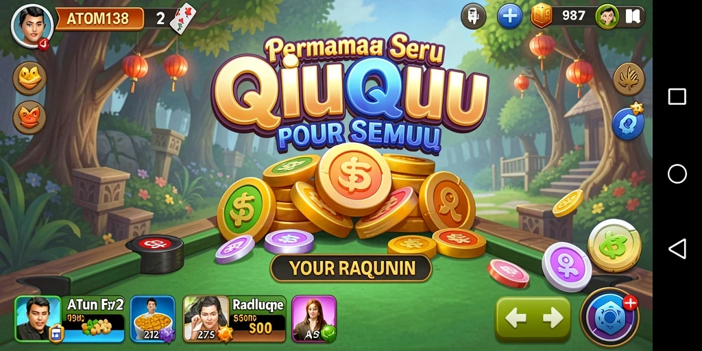 Screenshot gameplay ATOM138 menunjukkan keseruan bermain QiuQiu.