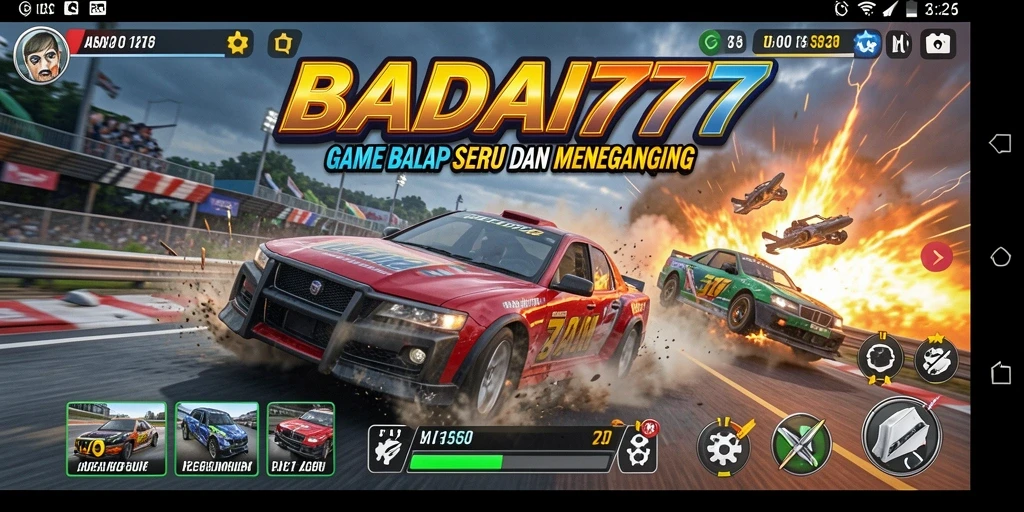 Tampilan gameplay BADAI777 yang mendebarkan dalam balapan seru.