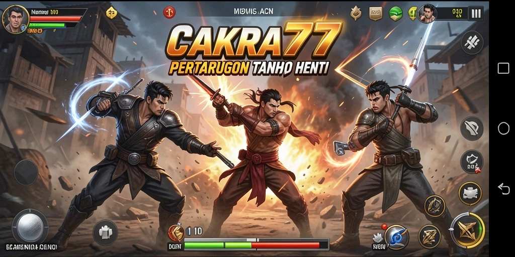 Screenshot CAKRA777 menampilkan aksi intens di tengah pertempuran.