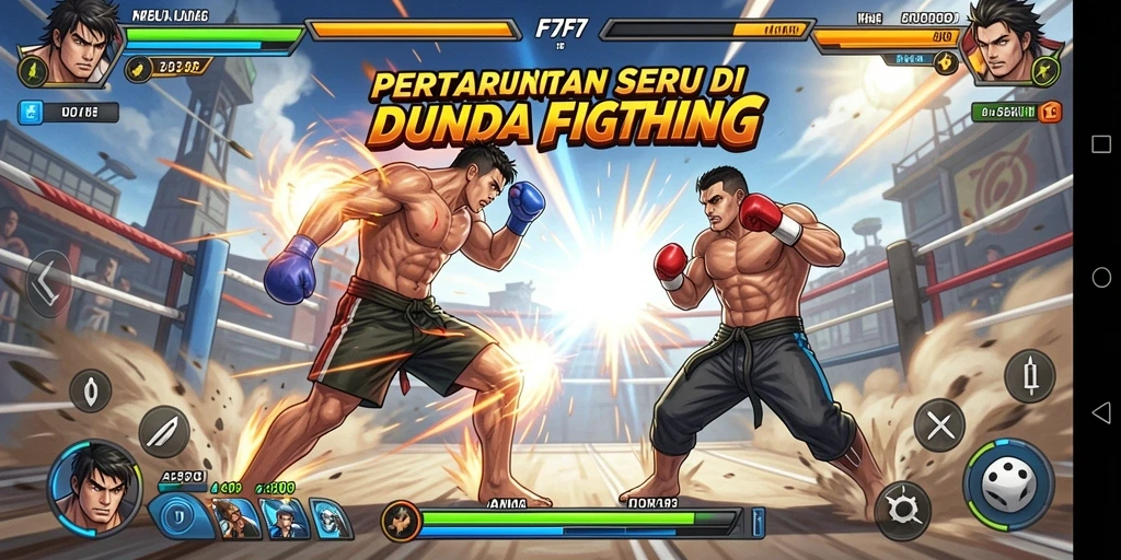 Tampilan gameplay F7F7 yang mengesankan di arena pertarungan.