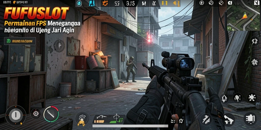 Gameplay intens FUFUSLOT dengan aksi tembak menembak yang seru.