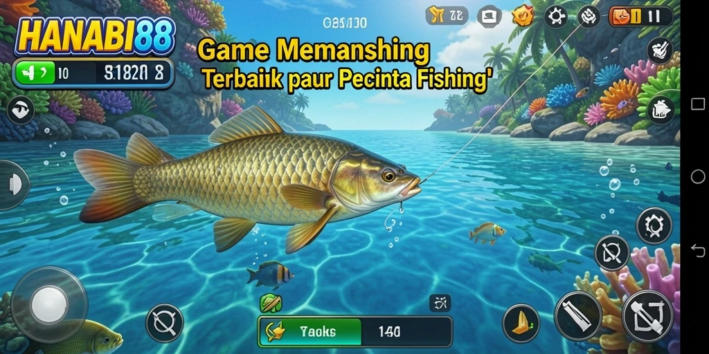 Screenshot gameplay HANABI88 yang menampilkan aksi memancing yang mendebarkan.