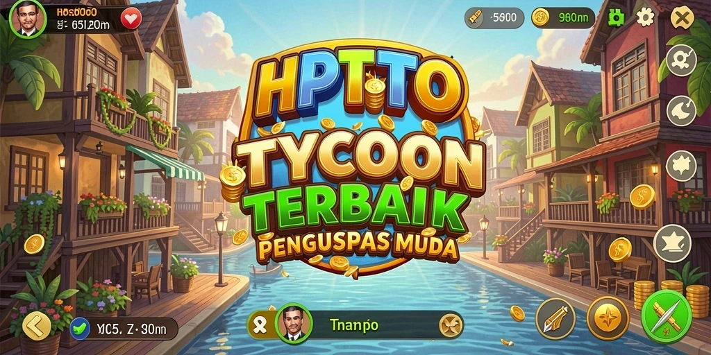 Cuplikan gameplay HPTOTO menunjukkan dunia bisnis yang dinamis.