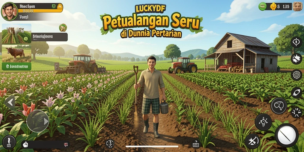 Tampilan gameplay seru dalam dunia pertanian di LUCKYDF.