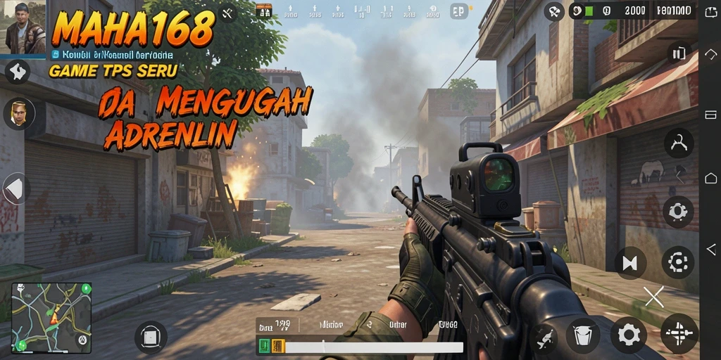 Tangkapan layar MAHA168 yang menunjukkan aksi tembak-menembak seru.