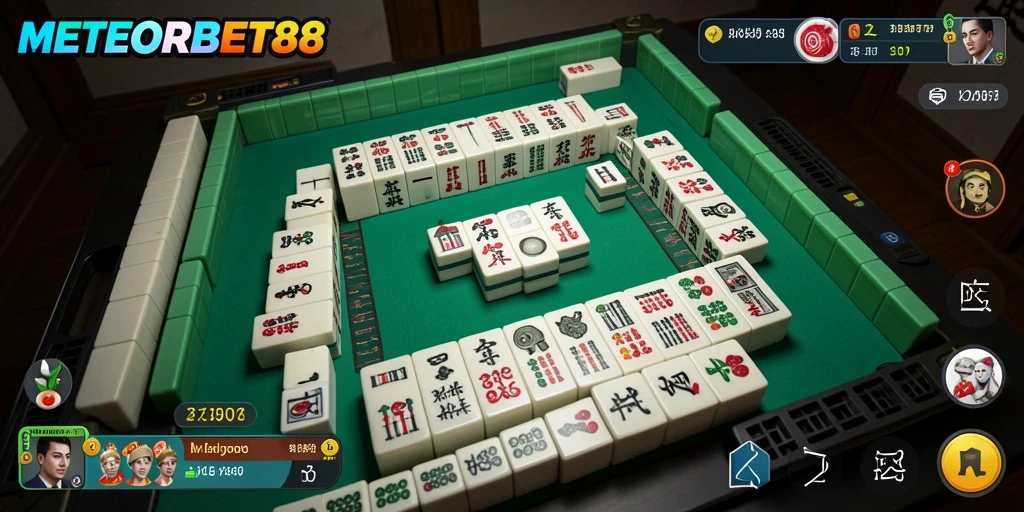 Tampilan gameplay menarik dari METEORBET88 yang menampilkan Mahjong.