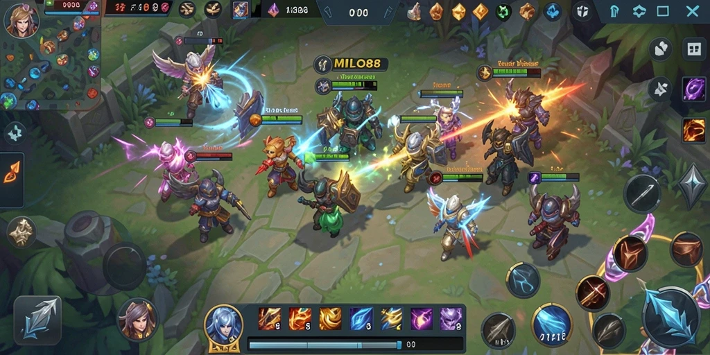 Tampilan gameplay MOBA yang menegangkan dan seru di MILO88.