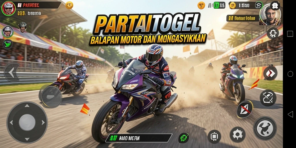 Gameplay seru PARTAITOGEL dalam balapan motor yang menantang.