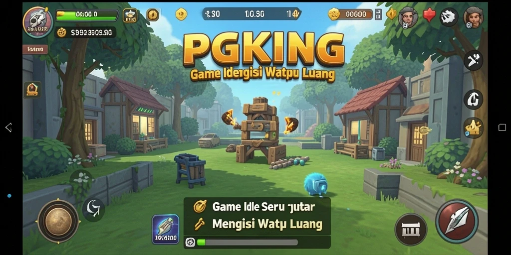 Tangkapan layar PGKING menunjukkan gameplay menarik dari pengelolaan kerajaan Idle.