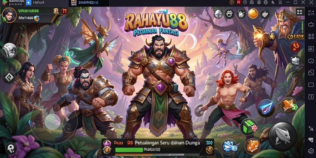 Screenshot RAHAYU88 menampilkan karakter dalam pertempuran seru.