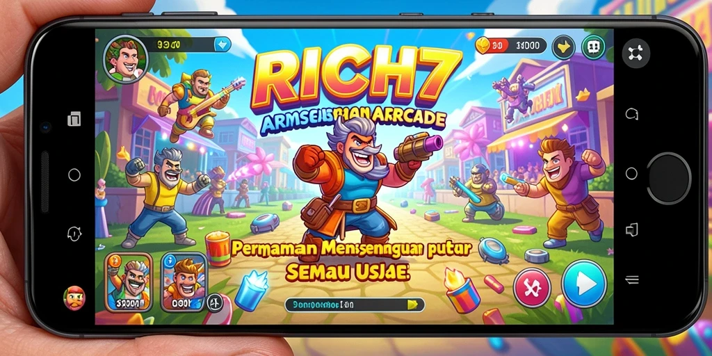 Tampilan gameplay RICH7 yang penuh warna dan tantangan.