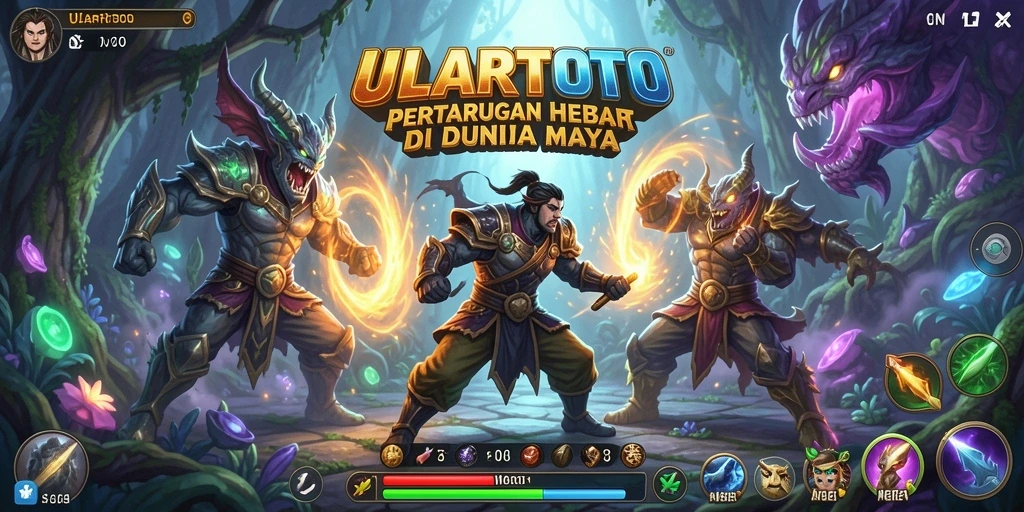 Tangkapan layar ULARTOTO menampilkan pertarungan penuh aksi dan karakter yang menonjol.