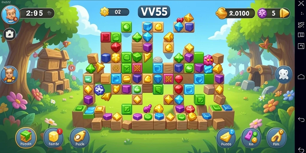 Screenshot gameplay VV55 menampilkan tantangan puzzle yang menarik dan beragam.
